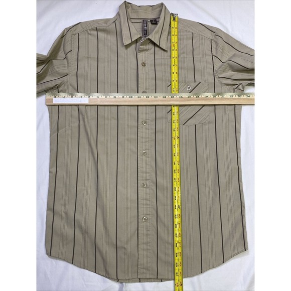 Anchor Blue Button Up Long Sleeve Large Stripes Offwhite Skull Print Embroidery - Picture 7 of 8